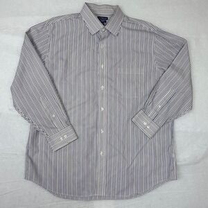 Croft & Barrow Mens Striped No Iron‎ Classic Fit Dress Shirt Blue Tan 17.5 32/33